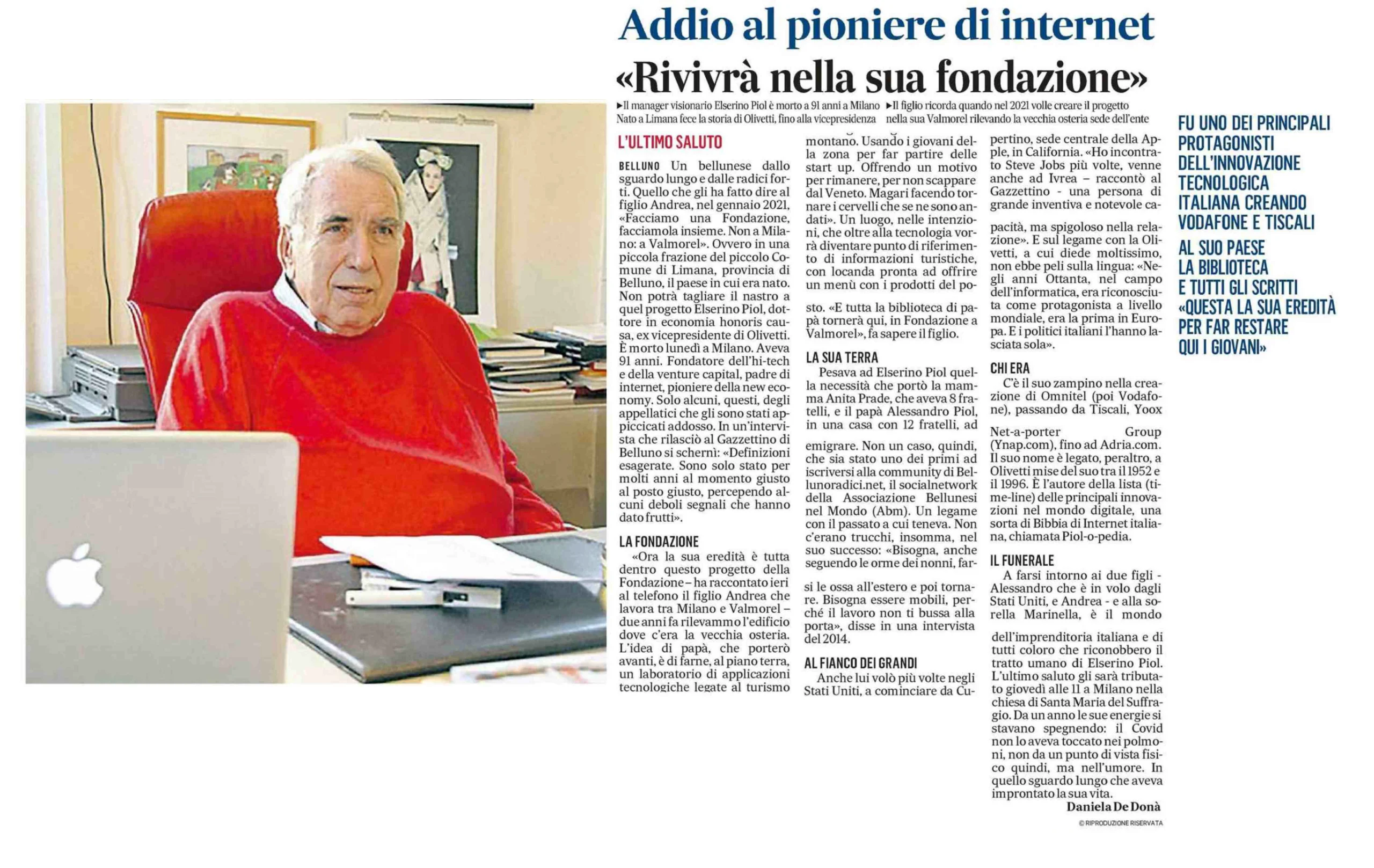 Articolo di: Gazzettino Belluno 23 aprile 23