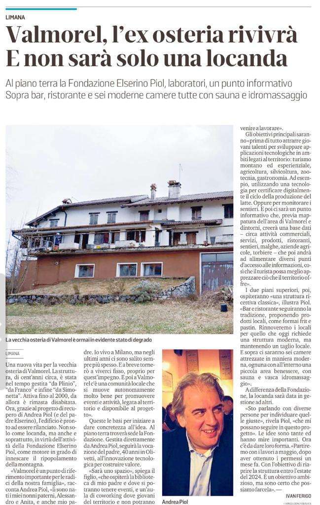 Articolo di: Corriere delle Alpi 13 marzo 2023