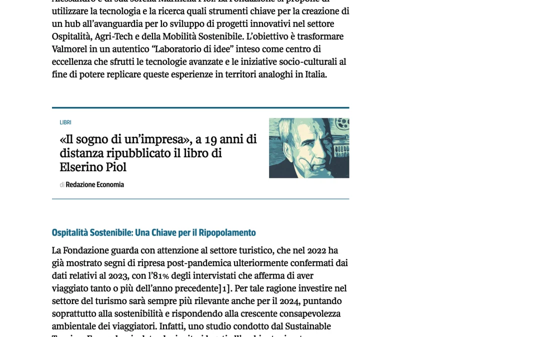 Nasce la Fondazione Elserino Piol, hub di innovazione tra ospitalità e mobilità sostenibile