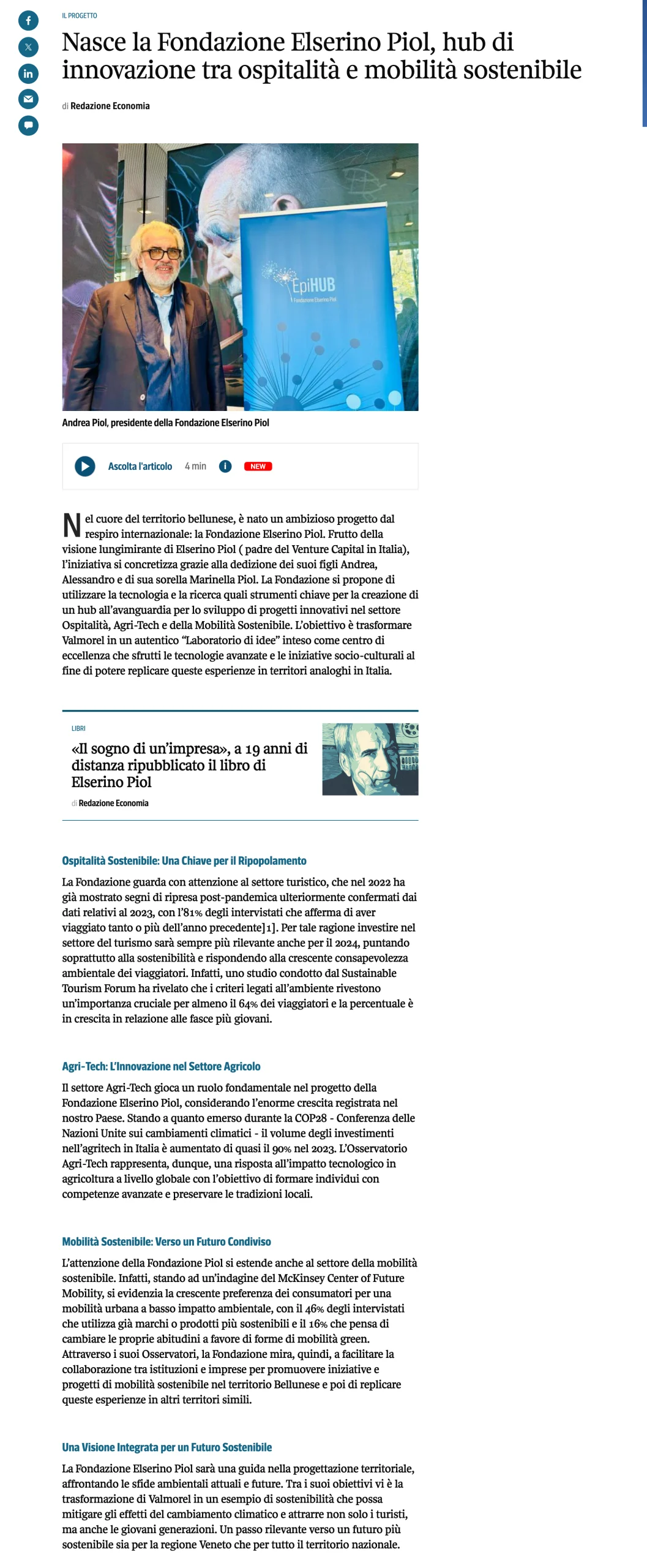 Articolo di: CORRIERE DELLA SERA 26 gennaio 2024