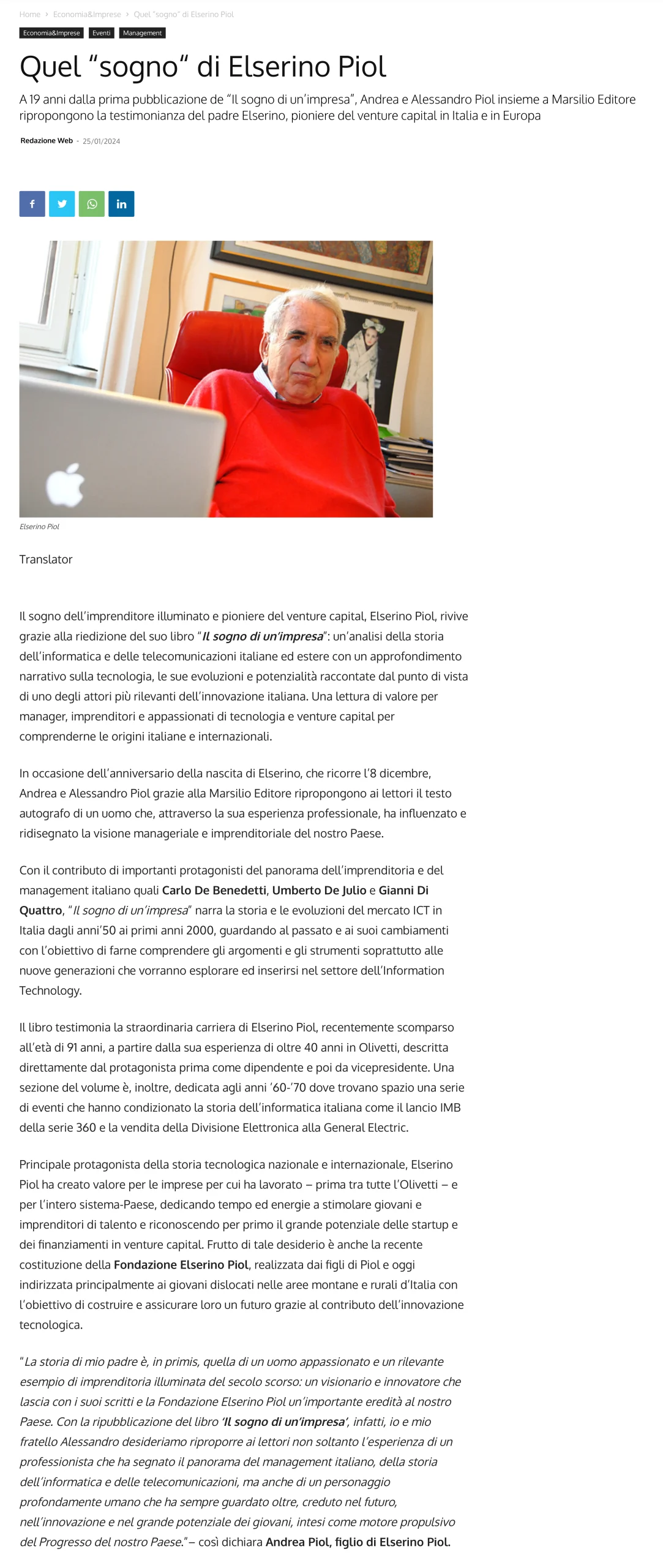 Articolo di: ECONOMY 25 gennaio 2024