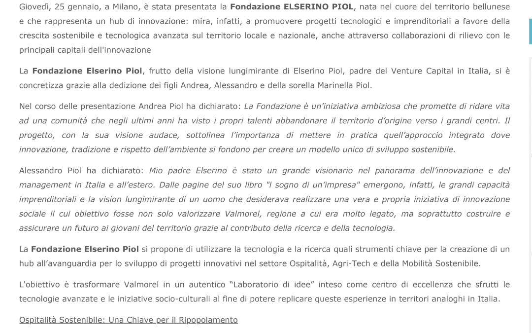 È nata la fondazione Elserino Piol