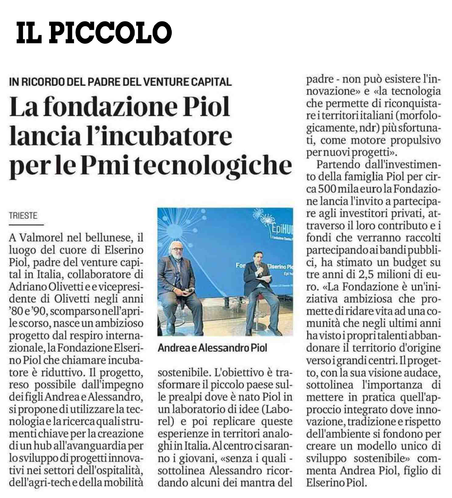 Articolo di: IL PICCOLO 26 gennaio 2024