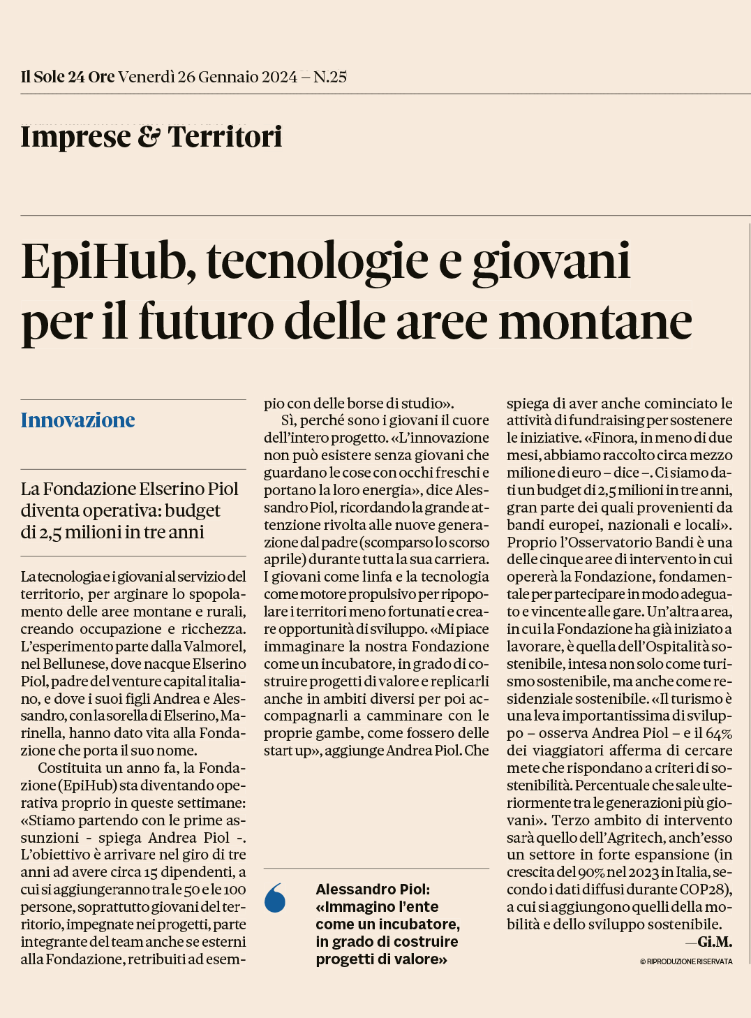 Articolo di: Il Sole 24 Ore 26 gennaio 2024