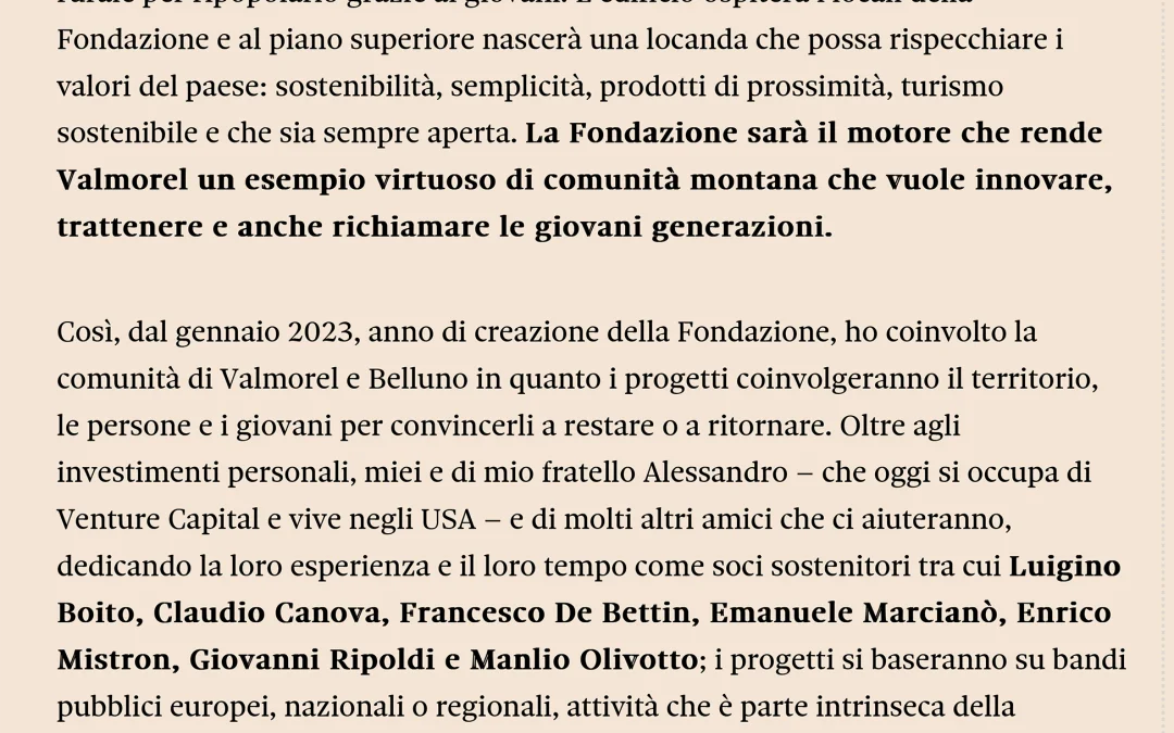 I giovani talenti, la Fondazione e l’insegnamento di Elserino Piol