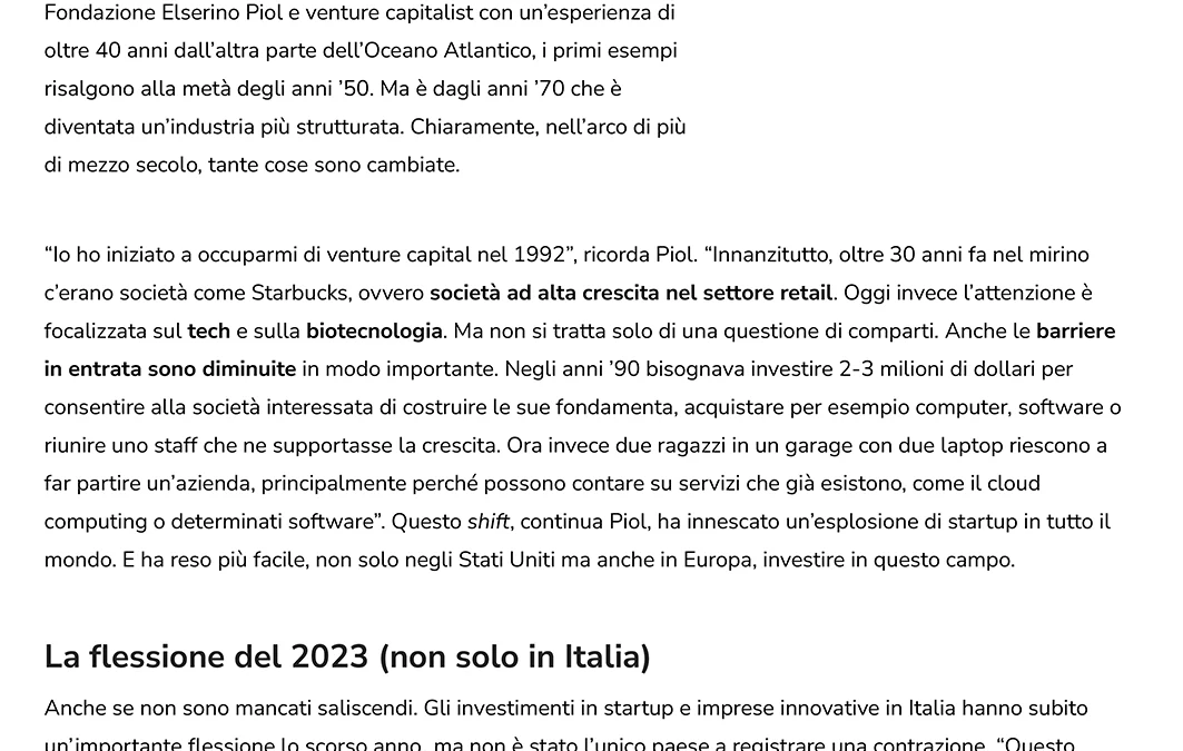 Venture capital: cosa può imparare l’Italia dagli USA