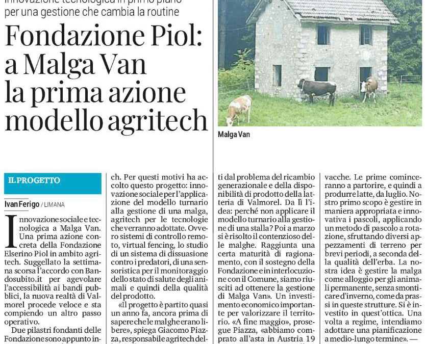 A Malga Van la prima azione modello Agritech